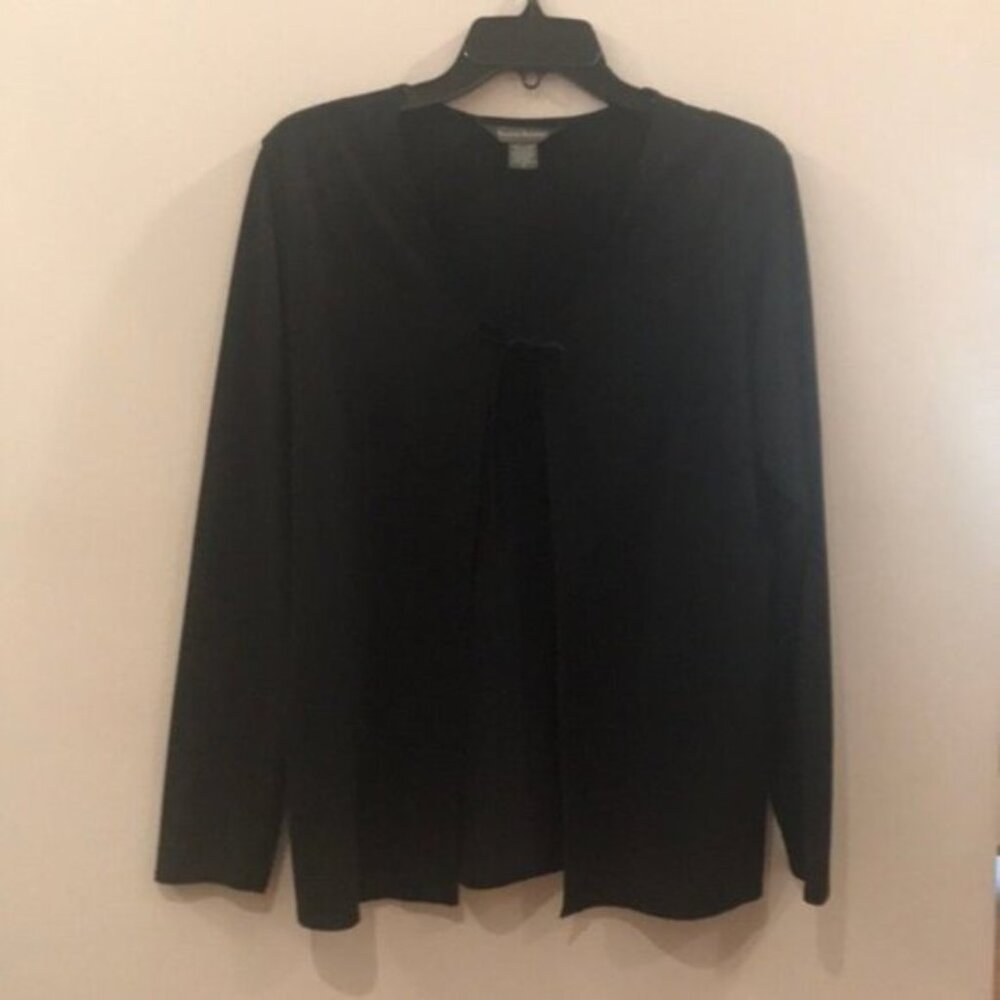 🖤 Vintage Banana Republic Women’s Black Long-Sleeve Open-Front Tie Detail